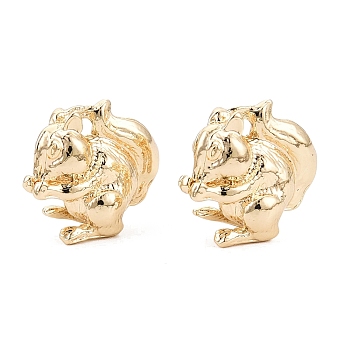 Alloy Pendants, Squirrel with Pine Cones Charms, Rack Plating, Cadmium Free & Nickel Free & Lead Free, Light Gold, 13x14x6.5mm, Hole: 1.5~1.6mm