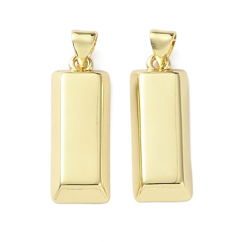 Brass Pendants, Rectangle Charms, Real 18K Gold Plated, 25.5x9.5x3.5mm, Hole: 4x3mm