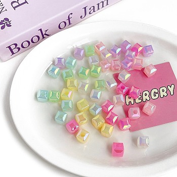 Opaque Acrylic European Beads, Large Hole Beads, Imitation Jelly, Faceted, Cube, Mixed Color, 12.7x12.7x12.7mm, Hole: 5mm