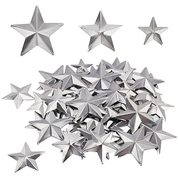 90Pcs 3 Style Iron Display Decorations, Metal Star Ornament for Christmas, Platinum, 25~45x27~47.5x2.5~4mm, 30pcs/style