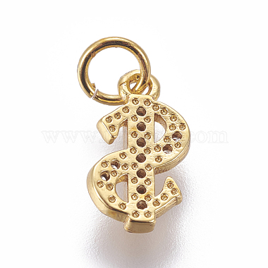 Brass Micro Pave Cubic Zirconia Charms(ZIRC-E161-02G)-2