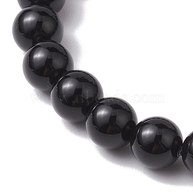 8mm Round Dyed Natural Tiger Eye & Black Onyx Beaded Stretch Bracelets(BJEW-TA00516-02)-4