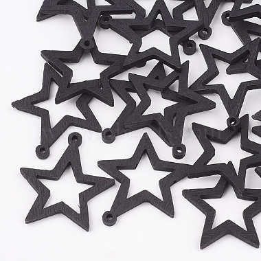 31mm Black Star Wood Pendants