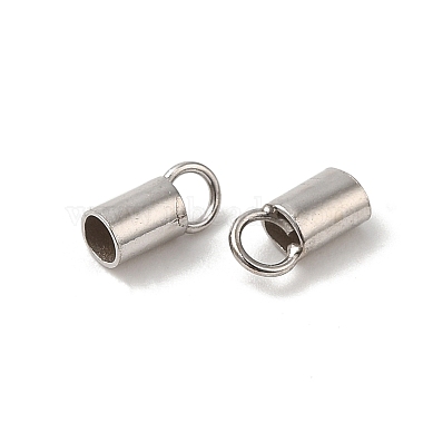 Rhodium Plated 925 Sterling Silver Cord Ends(STER-P055-01C-P)-2