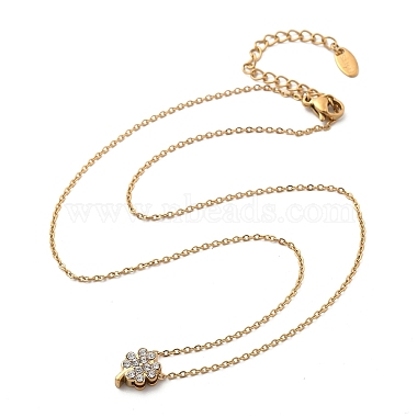 304 Stainless Steel Crystal Rhinestone Pendant Cable Chain Necklaces for Women(NJEW-C062-01C-G)-4