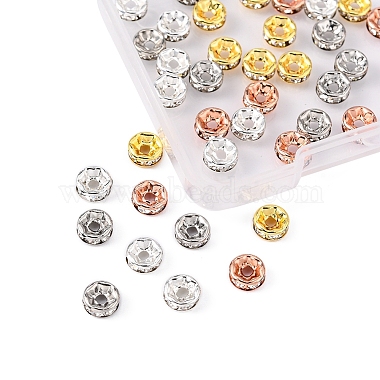 40piezas 4 colores latón con cuentas espaciadoras de diamantes de imitación de cristal(KK-YW0001-39)-3
