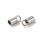 Rhodium Plated 925 Sterling Silver Cord Ends(STER-P055-01C-P)-2
