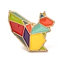 Origami Squirrel Enamel Pin, Cute Animal Alloy Enamel Brooch for Children Student Women Gift, Golden, Colorful, 21.5x25x11.1mm