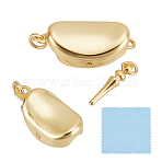 925 Sterling Silver Box Clasps, Oval, with Jump Ring and Suede Fabric Square Silver Polishing Cloth, Golden, 17.5x8.5x5mm, Hole: 1.5mm(STER-GO0001-68C-G)