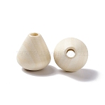 Teardrop Wood European Beads, Large Hole Beads, Lead Free, Bleach, Blanched Almond, 23x22mm, Hole: 5~5.5mm(WOOD-I008-02)