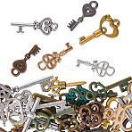 Tibetan Style Alloy Pendants, Keys Charms, Mixed Color, 20.5~22.5x4.5~10.5x1.5~3.5mm, Hole: 1.4~2.5mm(FIND-SP0003-49)