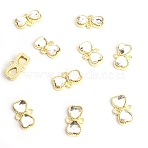 Alloy Rhinestone Connector Charms, Golden, Bowknot Links, Crystal, 11.6x18.2mm, Hole: 1.8mm(FIND-TAC0006-50G-04)