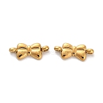 304 Stainless Steel Connector Charms, Ion Plating(IP), Bowknot, Real 14K Gold Plated, 4x10x1mm, Hole: 1mm(STAS-R160-02G)