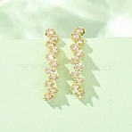 Brass Pave Cubic Zirconia Stud Crawler Earrings, Square, Real 18K Gold Plated, Cadmium Free & Lead Free, Long-Lasting Plated, Rack Plating, Clear, 23.5x4.5x9mm(KK-CBAA351-07G)