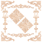 12Pcs 4 Styles Wooden Wall Decorations, Decorative Cabinet Door Corner, Antique White, 98~382x60~98x7~11mm(AJEW-WR0003-89)