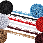 5 Bags 5 colors Polyester Braid Trims with Elastic Button Loops, Buttonhole Ribbons for Costume Crafts and Sewing, Mixed Color, 3/8 inch(10mm)(OCOR-NB0001-54)