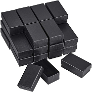Paper Jewelry Boxes, Pendant/Earring Boxes, with Sponge, Rectangle, Black, 7.25x4.2x3cm(CBOX-WH0004-08A)