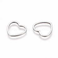 Stainless Steel Linking Rings, for Jewelry Making, Heart, Stainless Steel Color, 10.5x11.5x0.8mm, Inner Diameter: 7.5x10mm(X-STAS-TAC0002-19-01P)