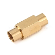 Ion Plating(IP) Smooth 304 Stainless Steel Magnetic Clasps with Glue-in Ends, Column, Faceted, Golden, 20x9x8mm, Hole: 5mm(STAS-H402-63G-5MM)