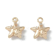 Ocean Collection Theme Jewelry, Brass with Cubic Zirconia Charms, Real 18K Gold Plated, Starfish, 10x8.5x4mm, Hole: 1.2mm(KK-H482-17J-G)