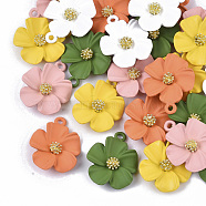 Spray Painted Alloy Pendants, Flower, Mixed Color, 23.5x19.5x6mm, Hole: 1.8mm(PALLOY-N0147-03)
