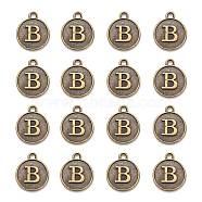 Alloy Pendant Cabochon Settings, For Enamel, Cadmium Free & Lead Free, Flat Round with Letter, Antique Bronze, Letter.B, 14x12x2mm, Hole: 1.5mm(PALLOY-N156-01B-AB)