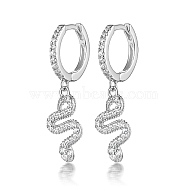 925 Sterling Silver Dangle Hoop Earrings, Snake, Silver, 10mm(SZ8855-1)