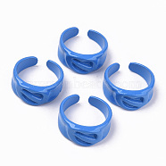 Spray Painted Alloy Cuff Rings, Open Rings, Cadmium Free & Lead Free, Royal Blue, US Size 7 1/4(17.5mm)(RJEW-T011-34D-RS)