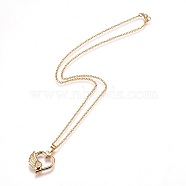 304 Stainless Steel Pendant Necklaces, with Lobster Claw Clasps, Flying Heart, Golden, 17.8 inch(45.3cm), 2mm(NJEW-F225-11G)