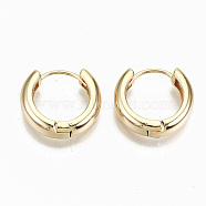 Brass Huggie Hoop Earrings, Nickel Free, Ring, Real 18K Gold Plated, 18x5mm, Pin: 0.9mm(X-KK-S356-151G-NF)
