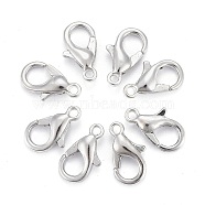 Platinum Plated Zinc Alloy Lobster Claw Clasps, Parrot Trigger Clasps, Jewelry Findings, Cadmium Free & Nickel Free & Lead Free, Size: about 6mm wide, 10mm long, hole: 1mm(X-E103-P-NF)