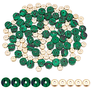 1Strand Synthetic Malachite Beads Strands, Heishi Beads, Flat Round/Disc & 100Pcs CCB Plastic Spacer Beads, Flat Round, 6x3mm, Hole: 1mm, about 119~131pcs/strand, 14.76~15.74 inch(37.5~40cm)(G-NB0003-30)