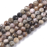 Natural Argentina Rhodonite Beads Strands, Faceted, Round, 4mm, Hole: 0.5mm, about 85~86pcs/strand, 15.75 inch(40cm)(G-S361-4mm-014)
