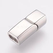 304 Stainless Steel Magnetic Clasps with Glue-in Ends, Stainless Steel Color, 20x8x6.5mm, Hole: 3x6mm(STAS-E138-06P)