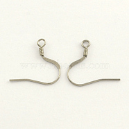 304 Stainless Steel French Earring Hooks, with Horizontal Loop, Flat Earring Hooks, Stainless Steel Color, 19x19x0.8mm, Hole: 2mm, 20 Gauge, Pin: 0.8mm(STAS-R063-31)