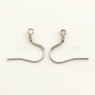 Tarnish Resistant 304 Stainless Steel French Earring Hooks, with Horizontal Loop, Flat Earring Hooks, Stainless Steel Color, 19x19x0.8mm, Hole: 2mm, 20 Gauge, Pin: 0.8mm(STAS-R063-31)