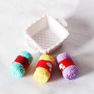 Resin Basket & Yarn, Micro Landscape Home Dollhouse Accessories, Pretending Prop Decorations, Mixed Color, 35x28x13mm, 4pcs/set(PW-WG71359-03)