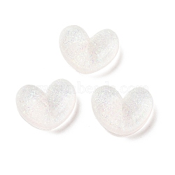 Translucent Resin Cabochons, with Glitter Powder, Heart, White, 15.5x20x6mm(FIND-E020-11D)