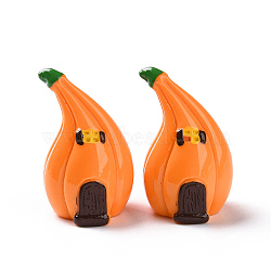 Autumn Opaque Resin Cabochons, 3D Pumpkin House, Dark Orange, 35x21.5x23mm(RESI-D063-13)