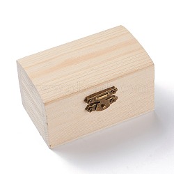 Wood Flip Cover Box, Candy Jewelry Boxes, with Metal Clasps, for Necklace, Earring, Rectangle, Bisque, 8.8x5.4x5.1cm(CON-XCP0001-74)