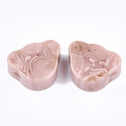 Resin Beads, Imitation Gemstone, Pink, 17.5x22.5x10~10.5mm, Hole: 3.5mm(RESI-S377-12E)