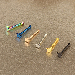 304 Stainless Steel Star Nose Bone Rings, Stainless Steel Color, 7mm, Pin: 0.8mm, Head: 3mm(WGFF656-01)