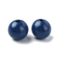 Wood Large Hole European Beads, Round, Dark Blue, 19~20x18mm, Hole: 4.2mm(WOOD-D027-01E)