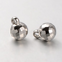 CCB Plastic Faceted Round Charms, Platinum, 14x10mm, Hole: 2.5mm(CCB-J030-54P)