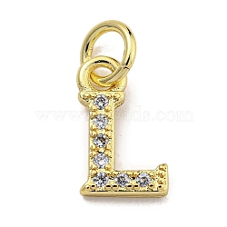 Initial Letter Brass with Cubic Zirconia Charms, Real 18K Gold Plated, Long-Lasting Plated, Lead Free & Cadmium Free, Letter L, 10x6x1.5mm, ring: 5x1mm, inner diameter: 3mm(KK-Q814-26L-G)