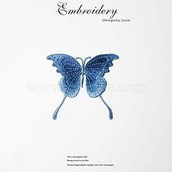 Computerized Embroidery Cloth Iron On/Sew On Patches, Costume Accessories, Butterfly, Dodger Blue, 71x76mm(BUER-PW0001-091A-02)