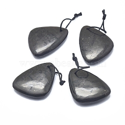 Natural Shungite Pendants, Triangle, 37.5~38.5x30.5~31.5x8~8.5mm, Hole: 1mm(G-F675-20)