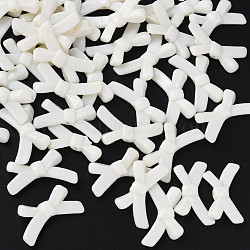 Opaque Acrylic Beads, Bowknot, Creamy White, 20x34x5.5mm, Hole: 1.8mm, about 435pcs/500g(MACR-S373-126-A01)