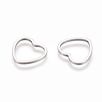 Stainless Steel Linking Rings, for Jewelry Making, Heart, Stainless Steel Color, 10.5x11.5x0.8mm, Inner Diameter: 7.5x10mm