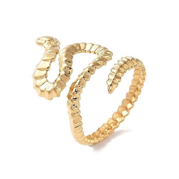 304 Stainless Steel Open Cuff Rings for Women, Snake, Real 18K Gold Plated, 24mm, Inner Diameter: 17.5mm